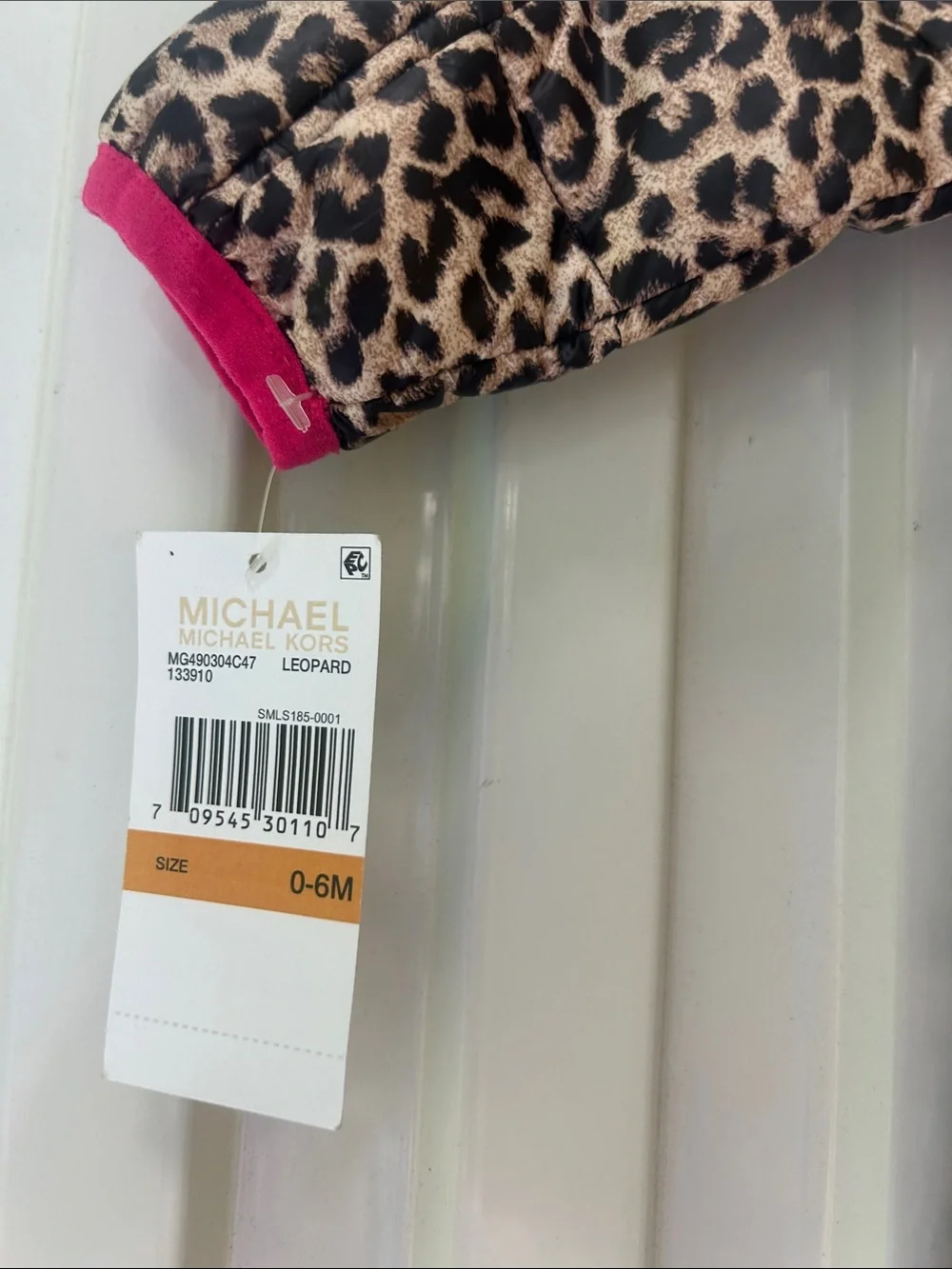 MICHAEL Michael Kors Leopard-Print Puffer One-Piece Pink Trim 0-6 M NWT